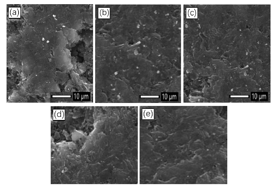 不同氧9I在线看片成人免费體處理時間下石墨表麵的SEM照片
