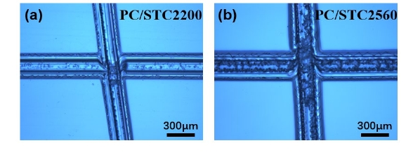 圖1 PC/Silicone附著力測試後表麵形貌 