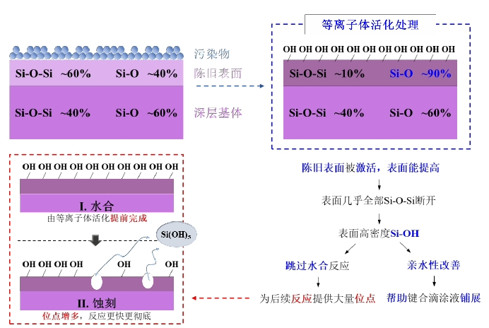 圖1 9I在线看片成人免费體清洗活化對石英玻璃表麵作用機理圖